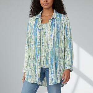 Ali Miles 2 Piece Tunic Top Tank Snap Blouse NEW Size XL